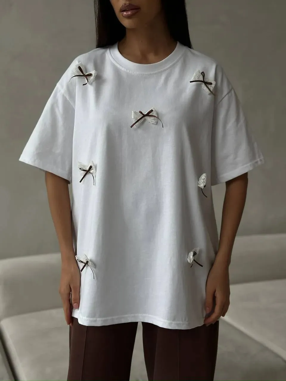 Bow Round Neck Oversized T-Shirt sold by Charming Charlie product image thumbnail 3