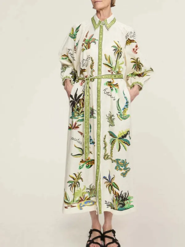 Printed Button Up Long Sleeve Shirt Dress sold by Charming Charlie