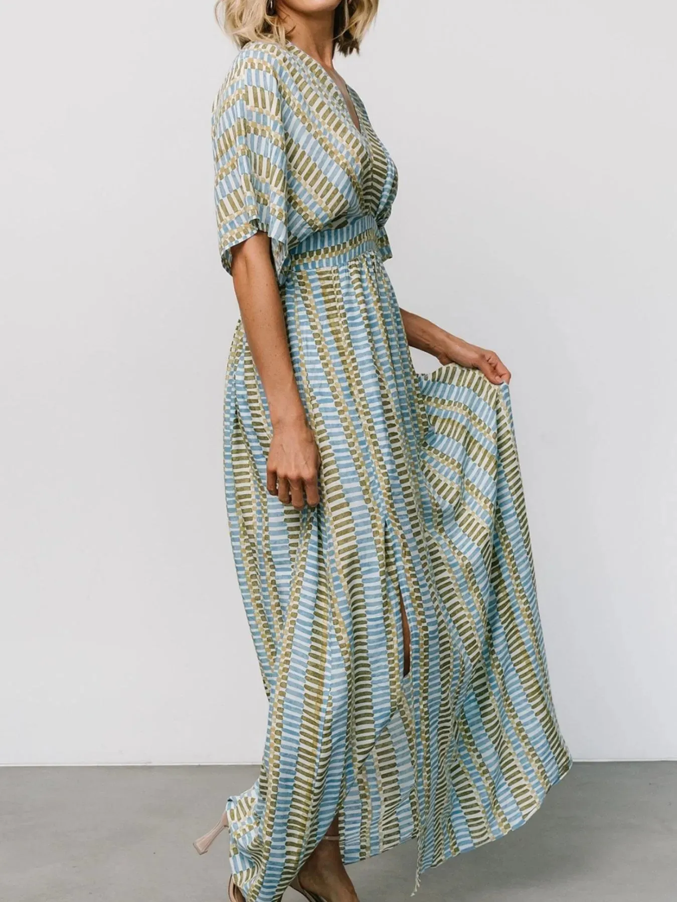 Slit V-Neck Short Sleeve Maxi Dress sold by Charming Charlie product image thumbnail 4