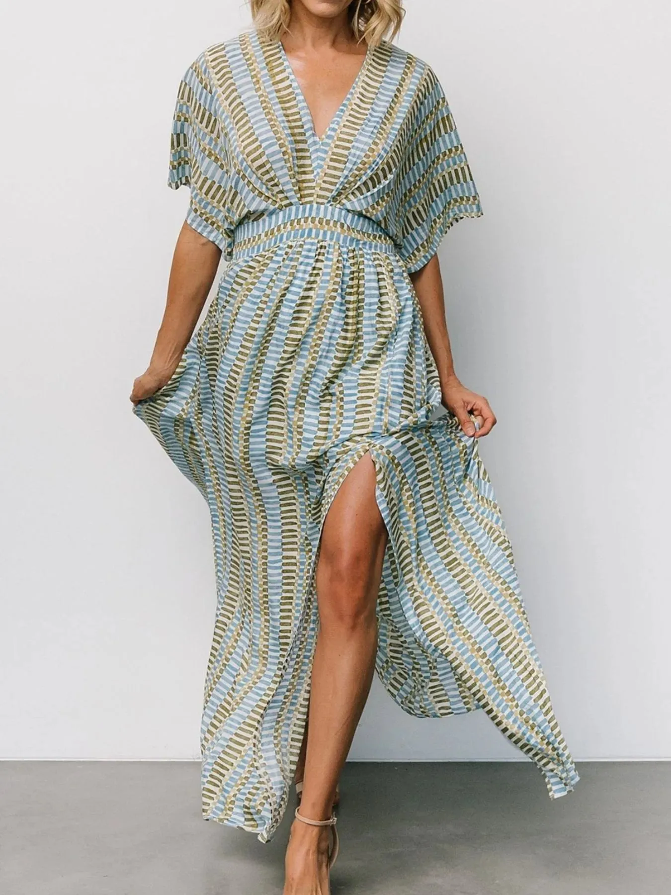 Slit V-Neck Short Sleeve Maxi Dress sold by Charming Charlie product image thumbnail 3