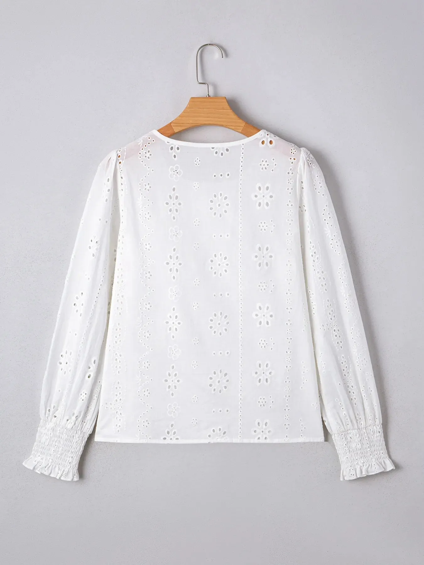 Eyelet Long Sleeve Blouse with Elastic Cuffs sold by Charming Charlie product image thumbnail 5