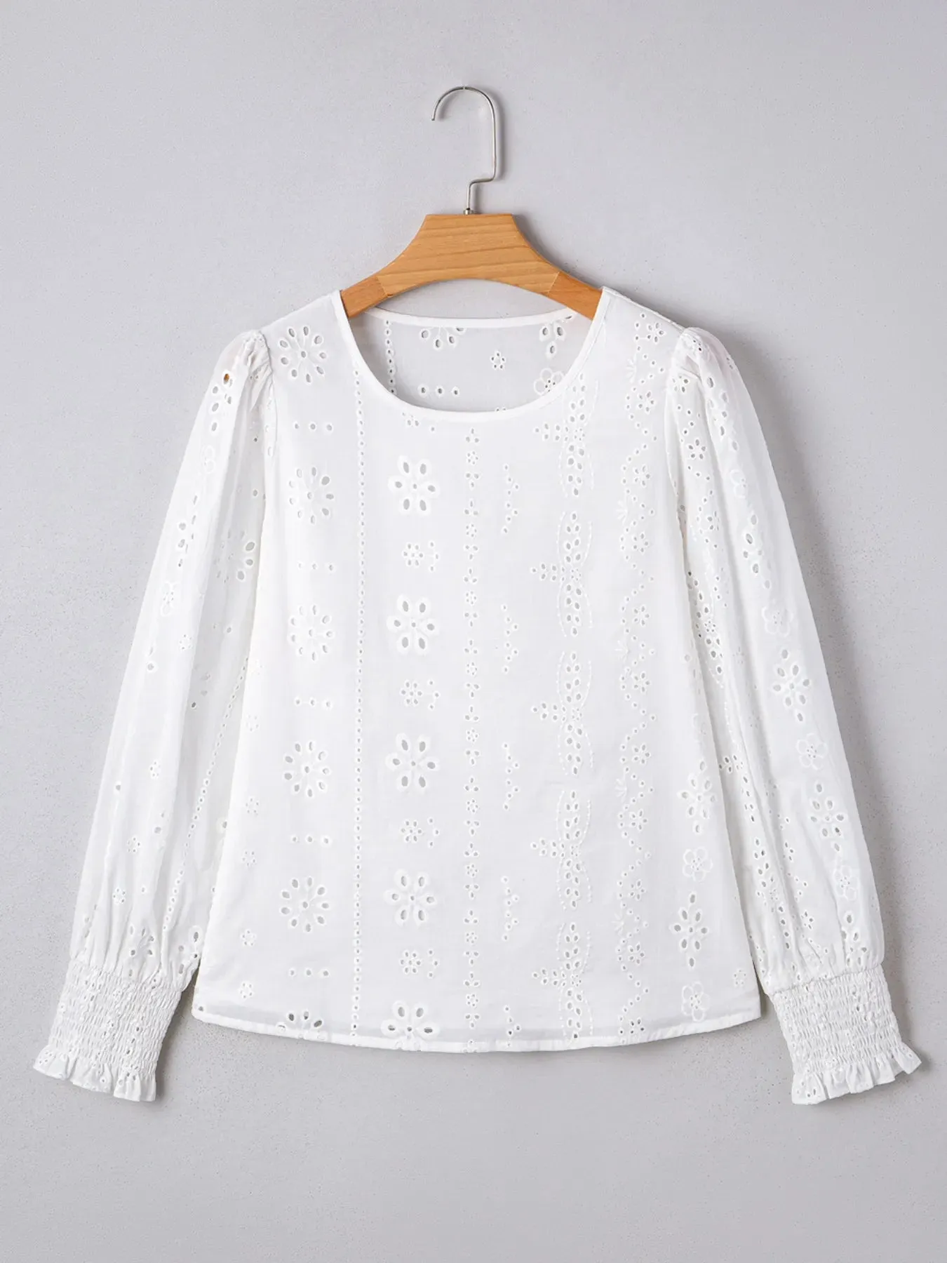Eyelet Long Sleeve Blouse with Elastic Cuffs sold by Charming Charlie product image thumbnail 4