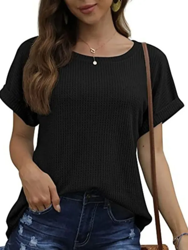 Full Size Waffle Knit Relaxed Fit T-Shirt Plus Size sold by Charming Charlie