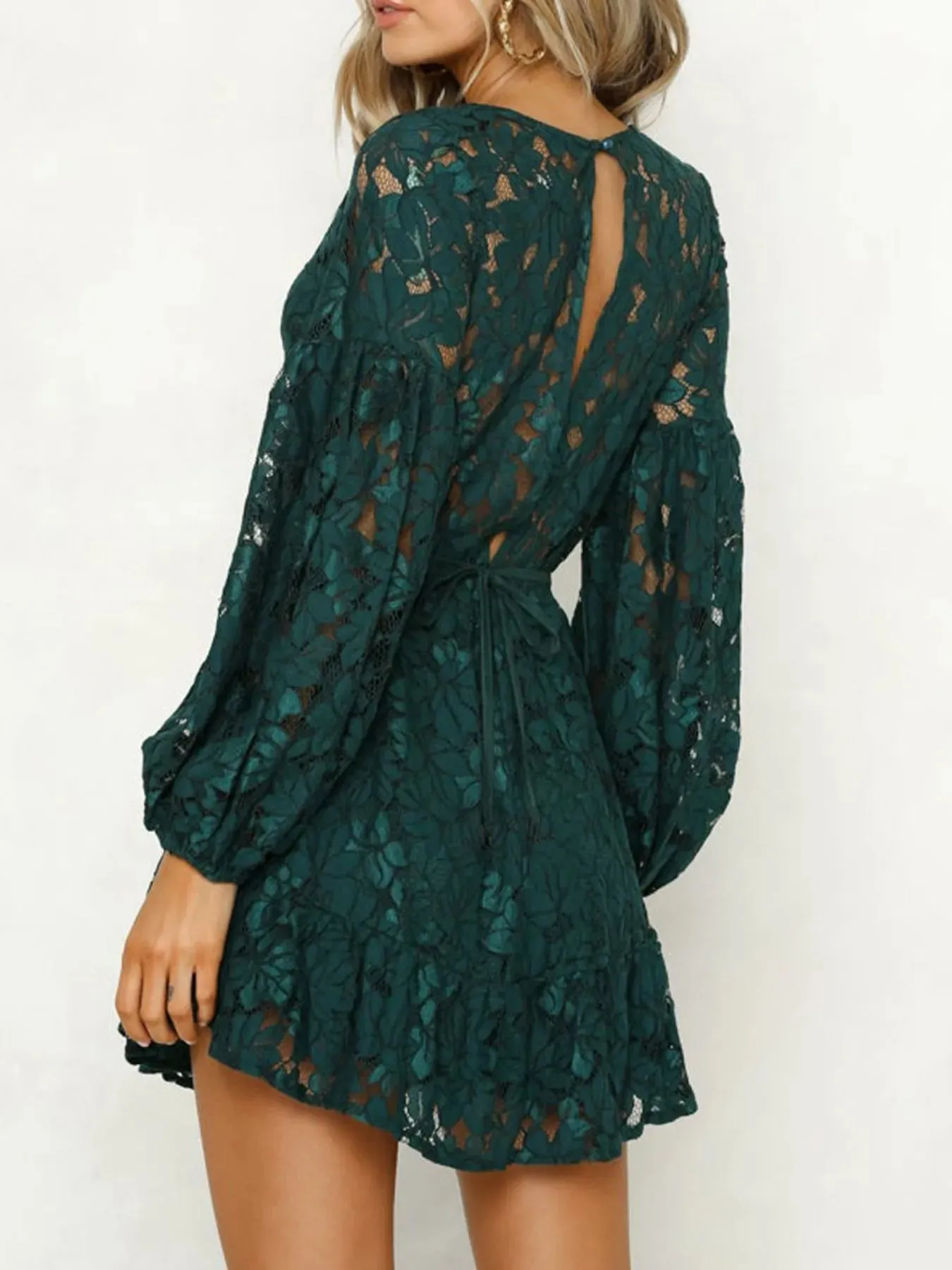 Lace V-Neck Long Sleeve Mini Dress sold by Charming Charlie product image thumbnail 3