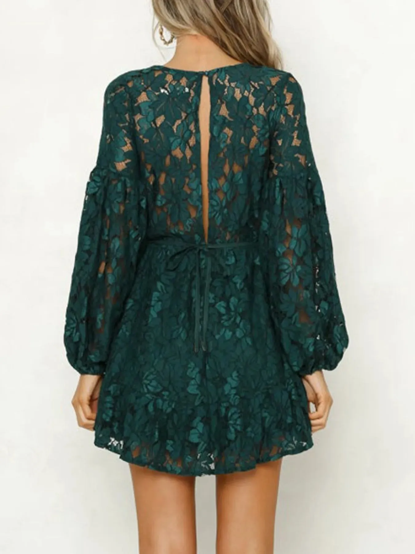 Lace V-Neck Long Sleeve Mini Dress sold by Charming Charlie product image thumbnail 4