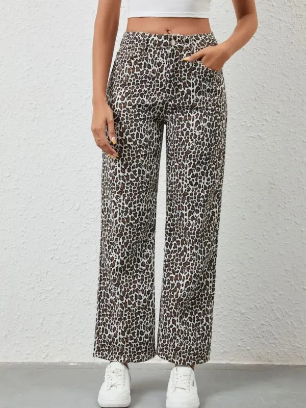 Leopard Print Wide Leg Jeans sold by Charming Charlie