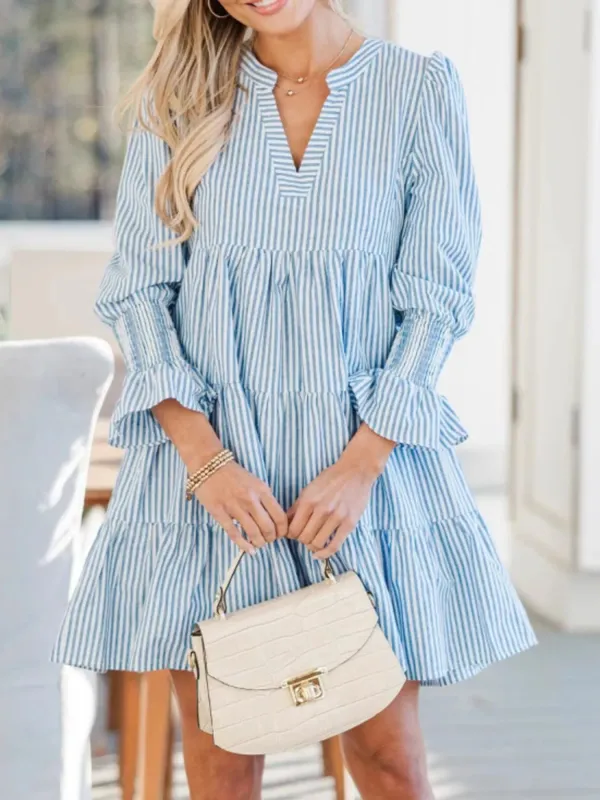 Striped Tiered Flounce Sleeve Shirt Dress sold by Charming Charlie