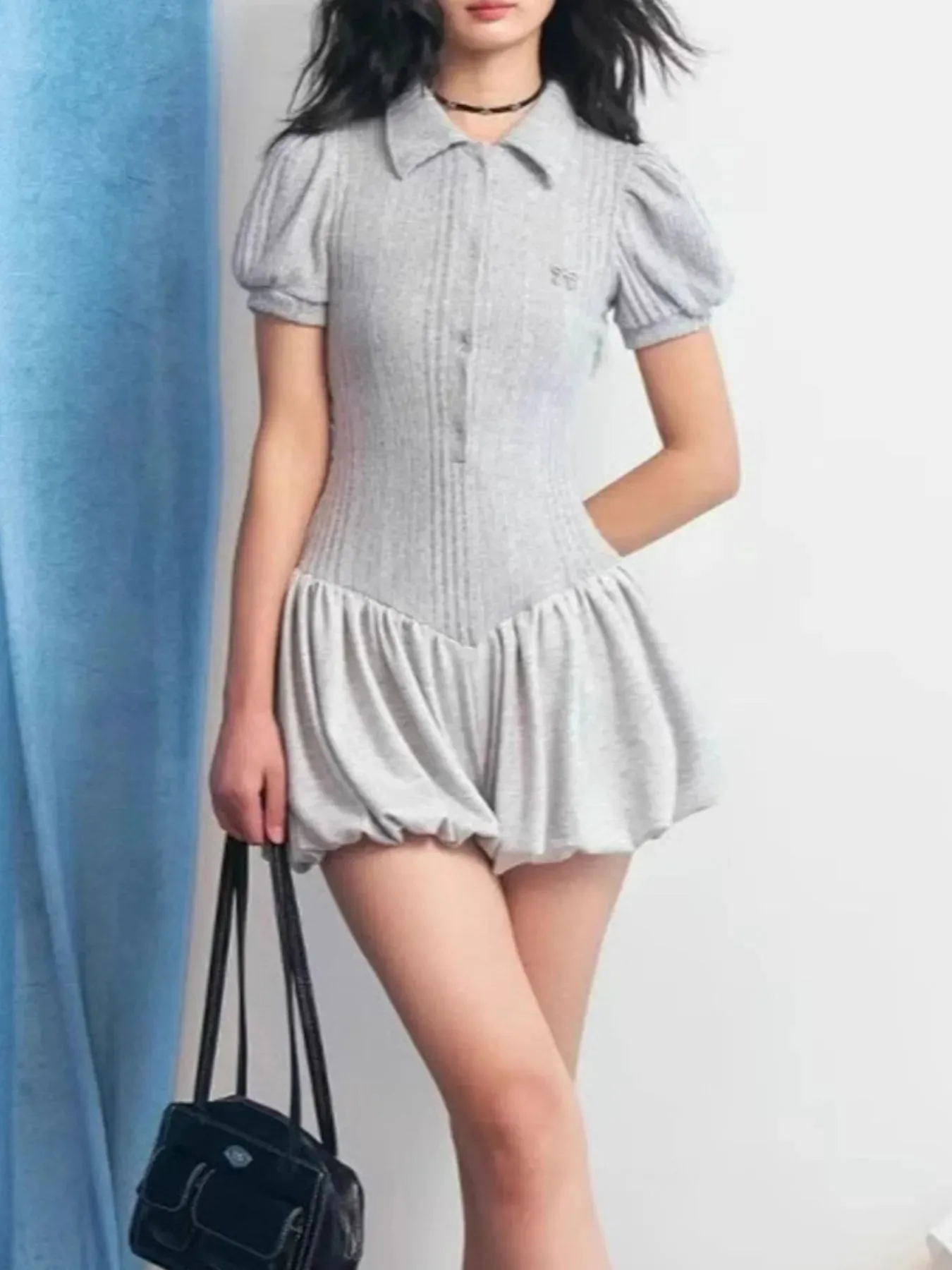 Short Sleeve Bubble Hem Mini Dress sold by Charming Charlie product image thumbnail 4