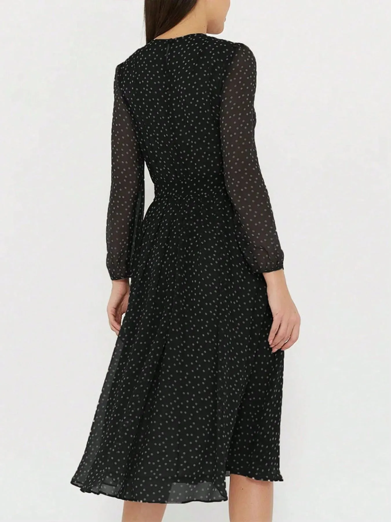 Polka Dot Long Sleeve Midi Dress sold by Charming Charlie product image thumbnail 3