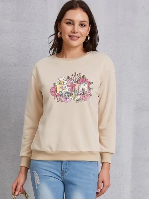 FAITH HOPE LOVE Round Neck Sweatshirt sold by Charming Charlie