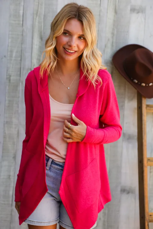 Coastal Breeze Coral Long Sleeve Open Cardigan Hoodie sold by Charming Charlie