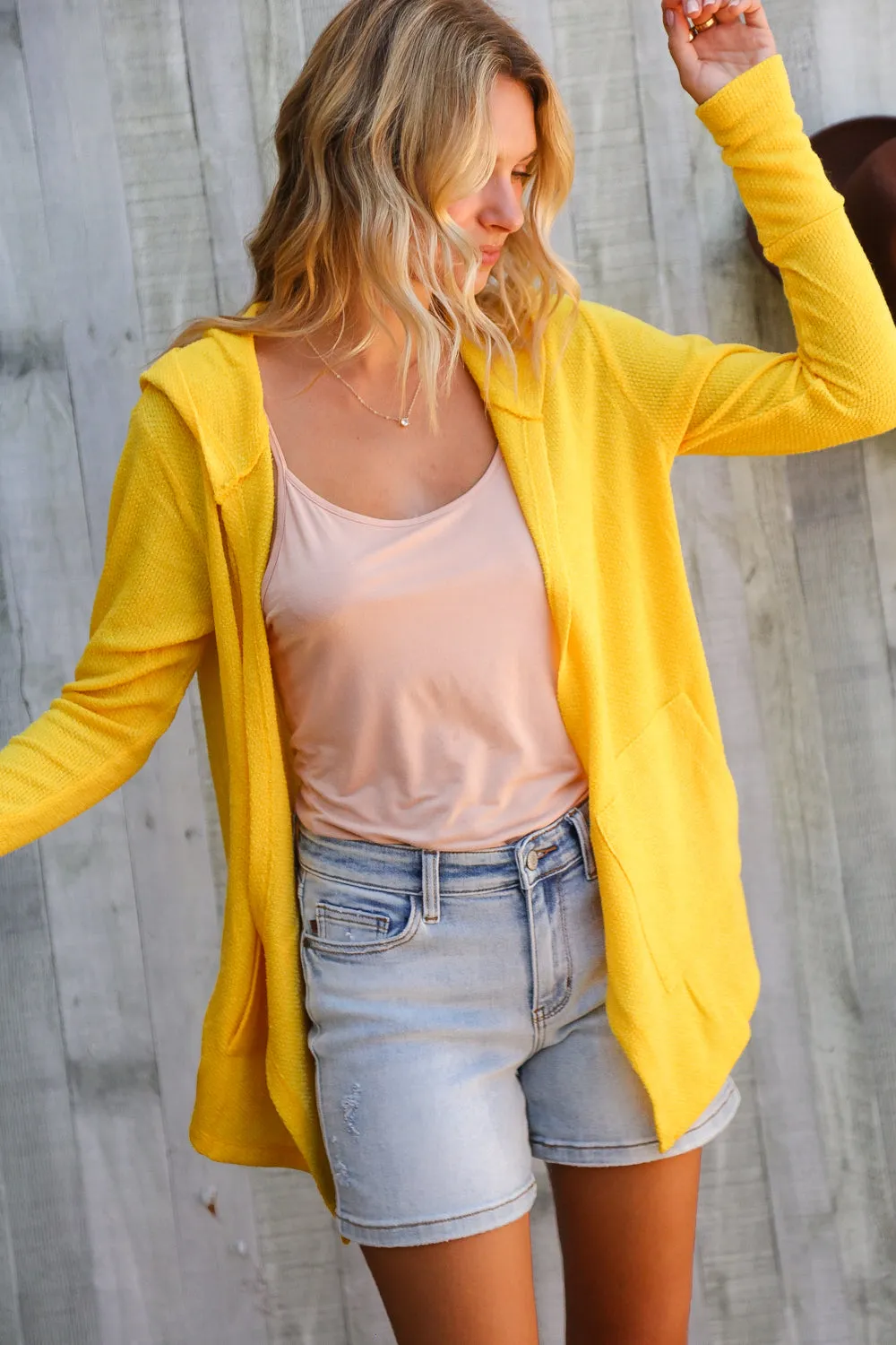 Coastal Breeze Sunflower Long Sleeve Open Hoodie Cardigan sold by Charming Charlie product image thumbnail 4