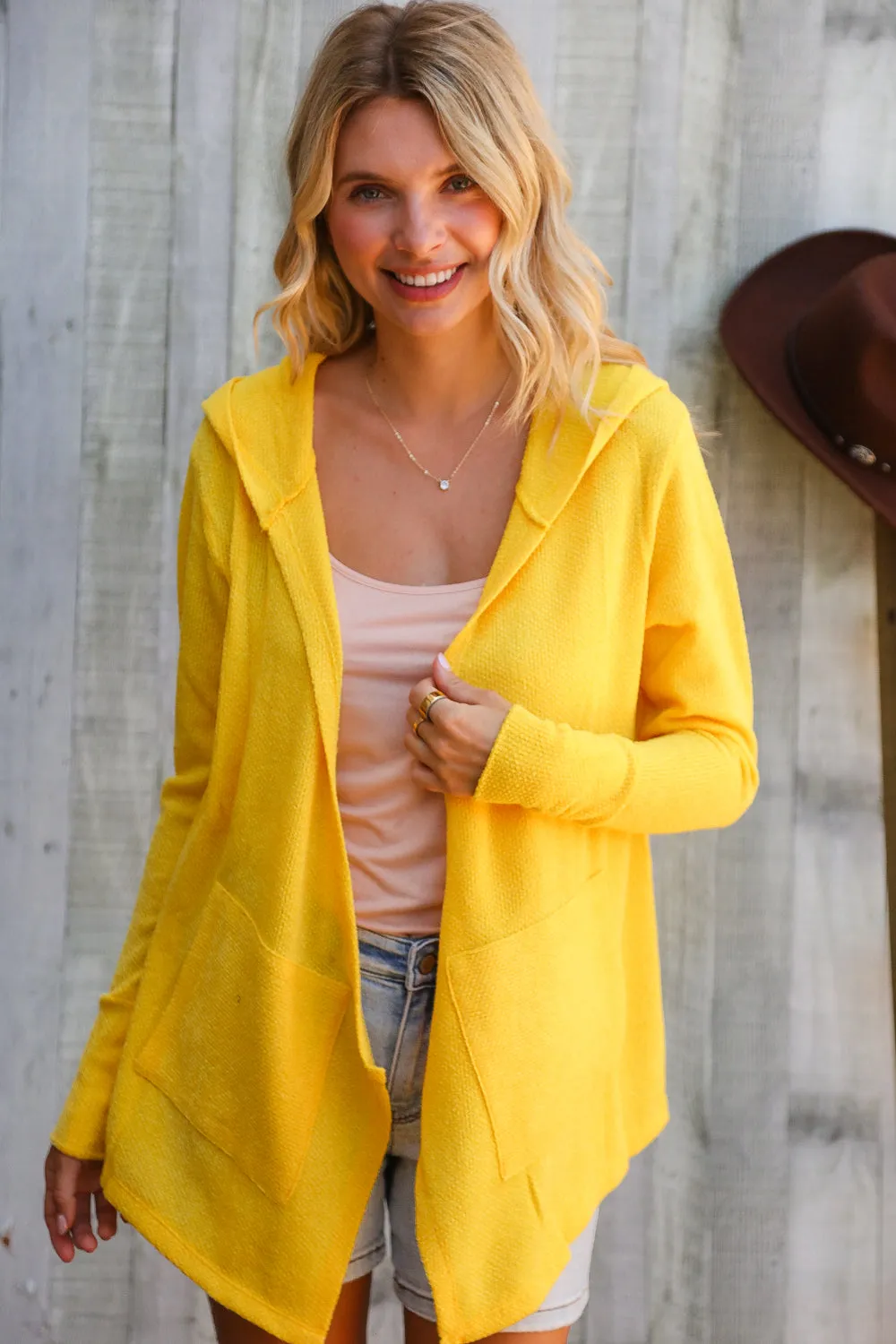 Coastal Breeze Sunflower Long Sleeve Open Hoodie Cardigan sold by Charming Charlie