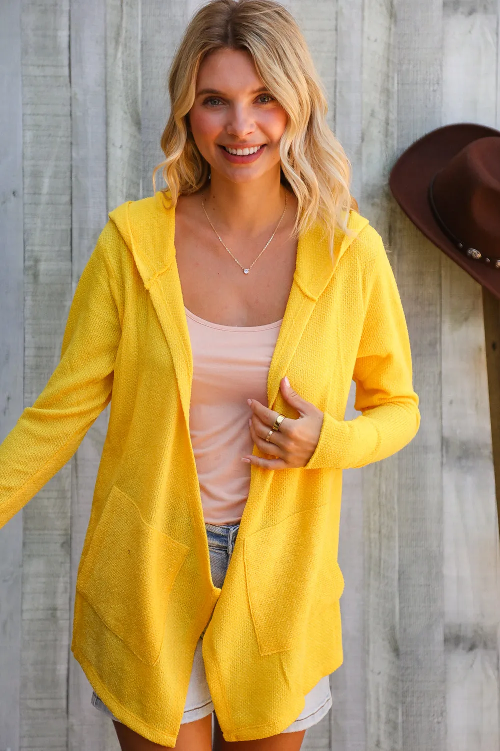 Coastal Breeze Sunflower Long Sleeve Open Hoodie Cardigan sold by Charming Charlie product image thumbnail 3