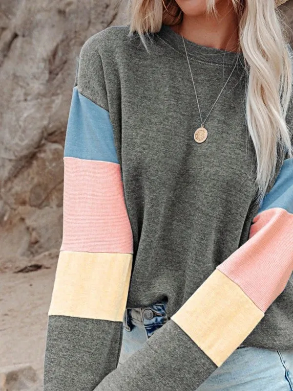 Cotton Casual Color Block Drop Sleeve Sweatshirt sold by Charming Charlie product image thumbnail 2