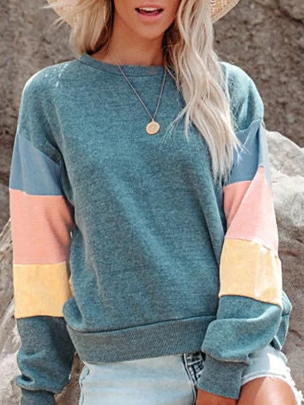 Cotton Casual Color Block Drop Sleeve Sweatshirt sold by Charming Charlie