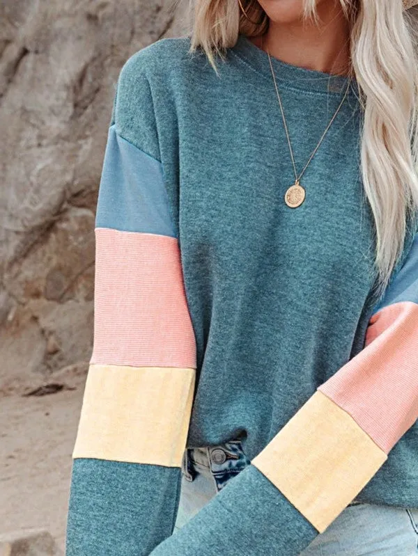 Cotton Casual Color Block Drop Sleeve Sweatshirt sold by Charming Charlie product image thumbnail 4