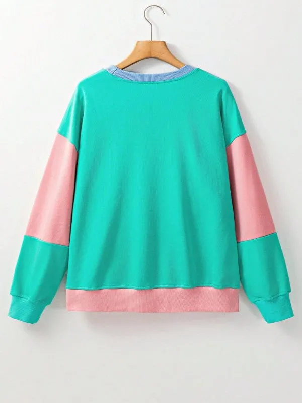 Cotton Colorblock Drop Shoulder Sweatshirt sold by Charming Charlie product image thumbnail 5