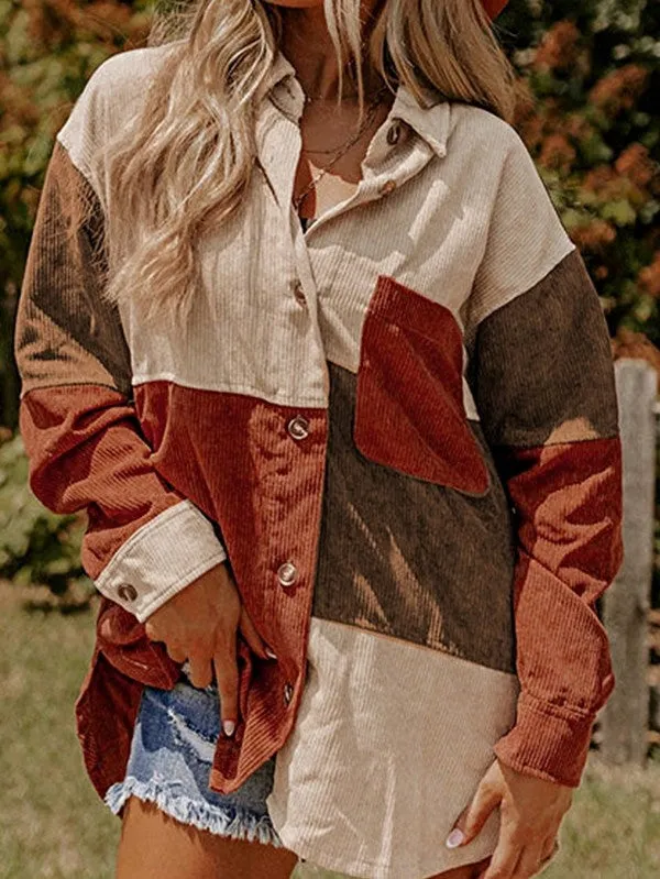 Corduroy Boho Patch Button Shirt Shacket sold by Charming Charlie product image thumbnail 3