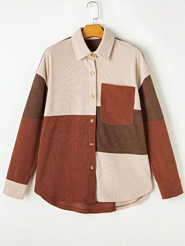 Corduroy Boho Patch Button Shirt Shacket sold by Charming Charlie product image thumbnail 2