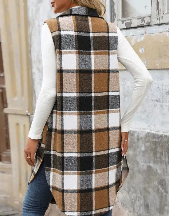 Plaid Longline Lapel Vest sold by Charming Charlie product image thumbnail 2
