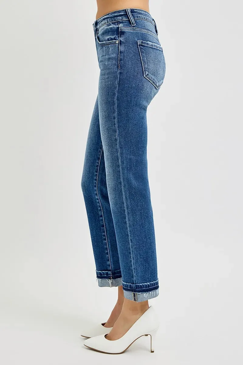 RISEN Mid Rise Ankle Straight Cuffed Jeans sold by Charming Charlie product image thumbnail 4