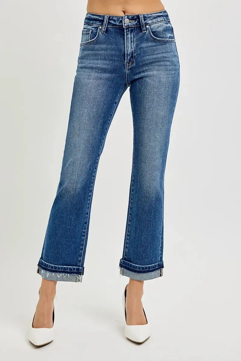 RISEN Mid Rise Ankle Straight Cuffed Jeans sold by Charming Charlie product image thumbnail 2