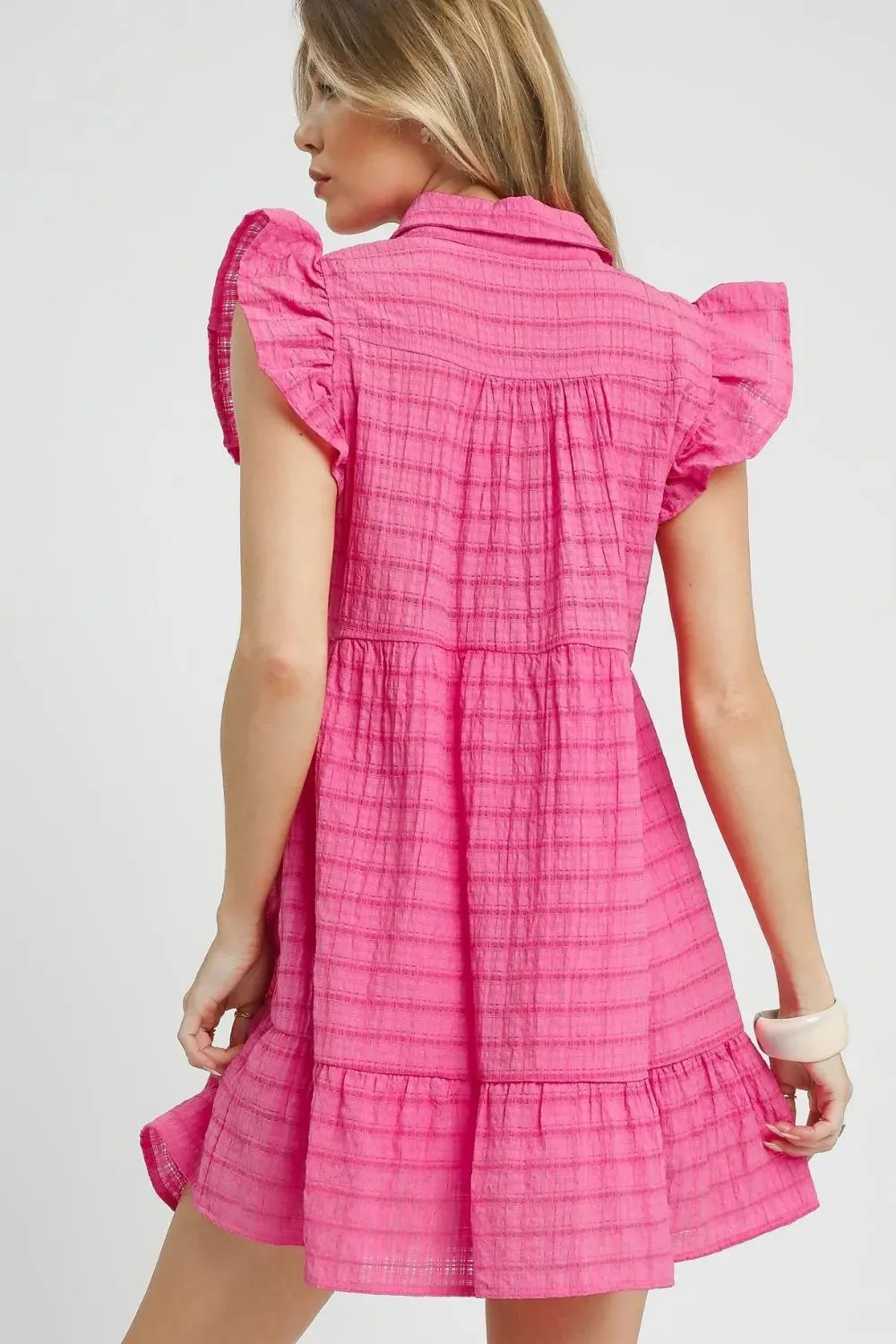 Umgee Ruffle Cap Sleeve Textured Mini Dress sold by Charming Charlie product image thumbnail 3