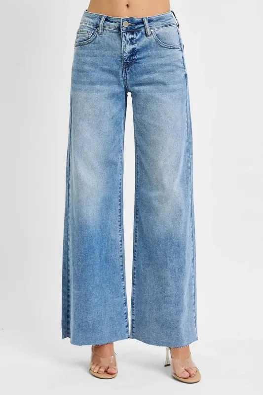 RISEN Full Size Tummy Control High Rise Ankle Palazzo Jeans Plus Size sold by Charming Charlie
