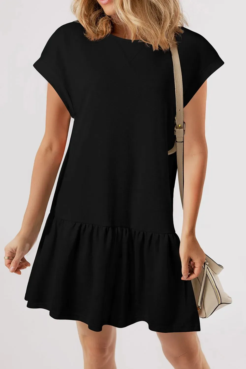 Round Neck Short Sleeve Mini Dress sold by Charming Charlie