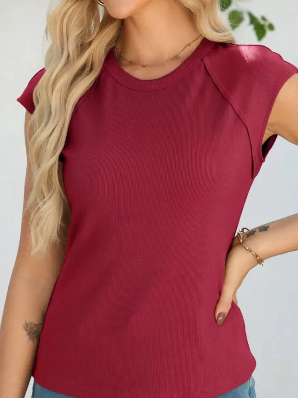 Round Neck Cap Sleeve T-Shirt sold by Charming Charlie