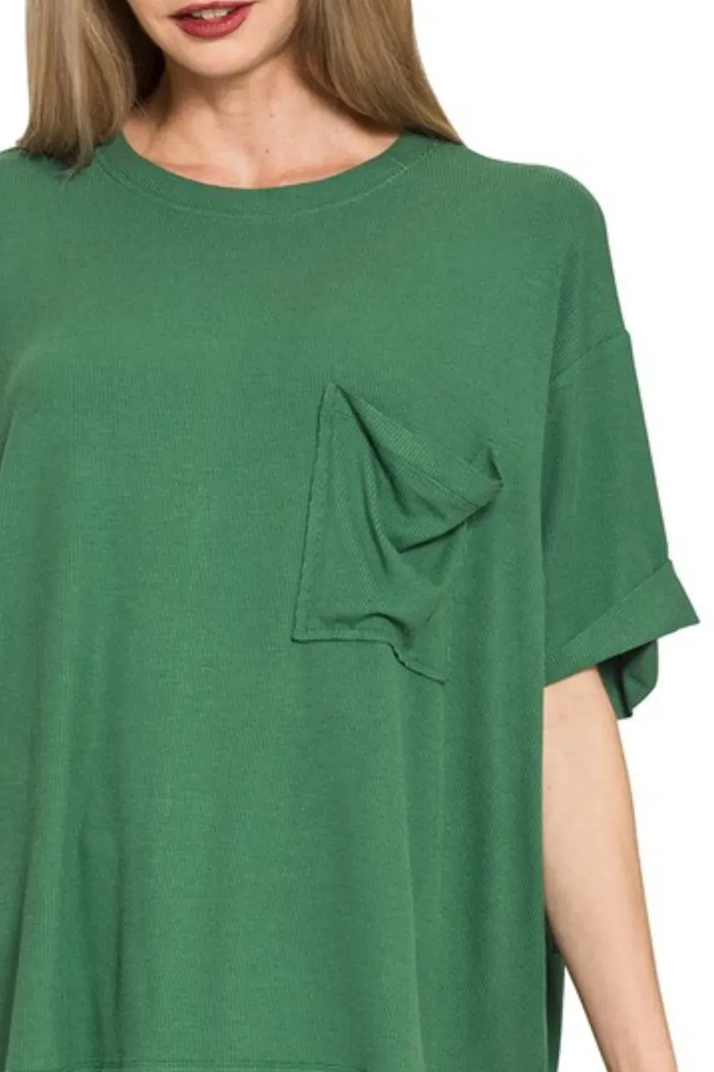 Zenana Oversized Ribbed Round Neck Short Sleeve Tee sold by Charming Charlie product image thumbnail 2
