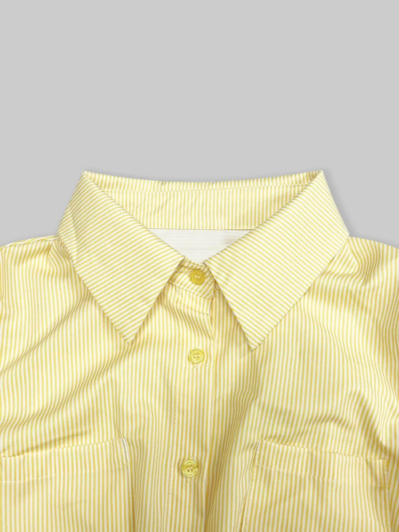Striped Puff Sleeve Button-Up Shirt sold by Charming Charlie product image thumbnail 5