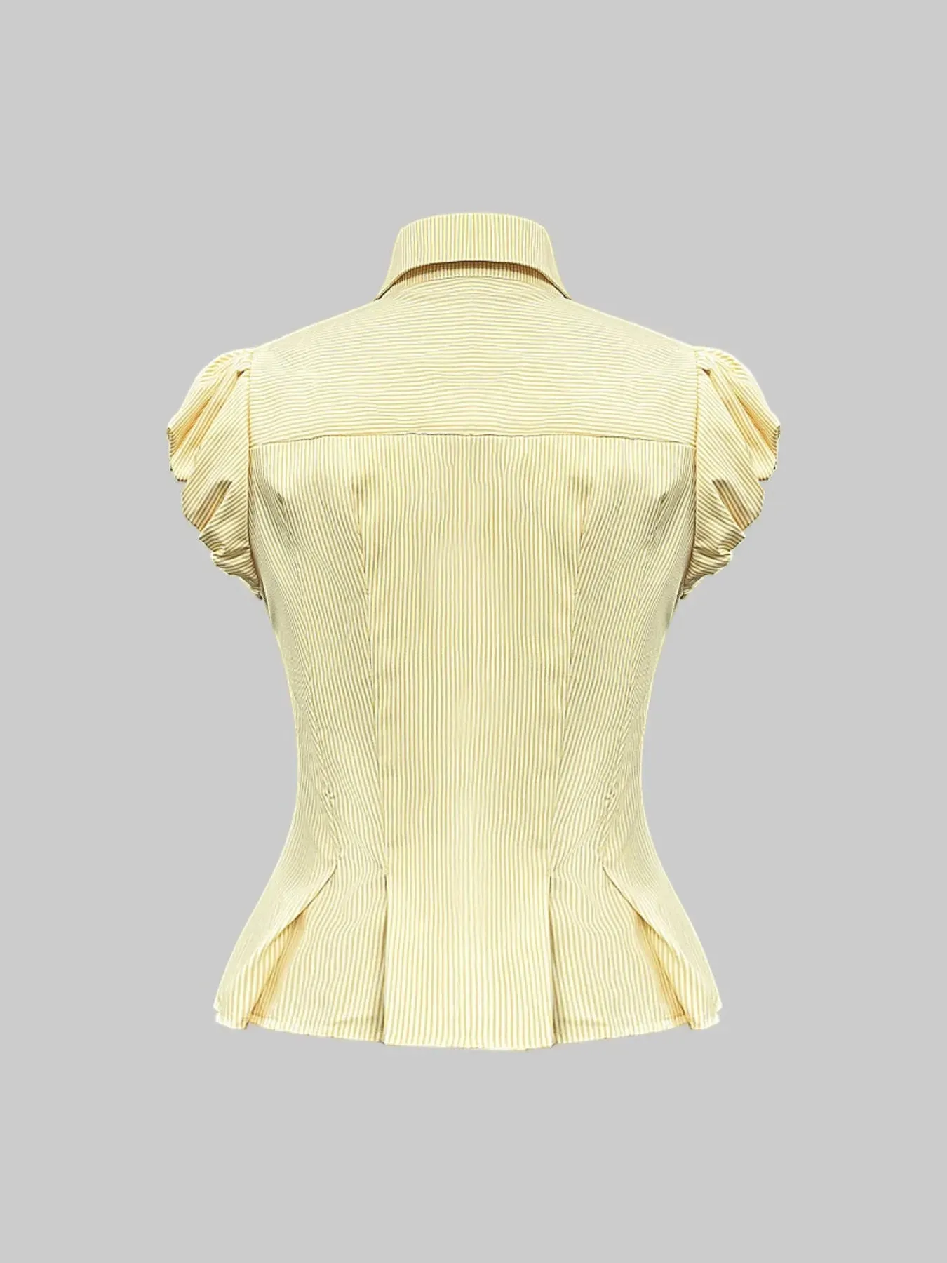 Striped Puff Sleeve Button-Up Shirt sold by Charming Charlie product image thumbnail 4