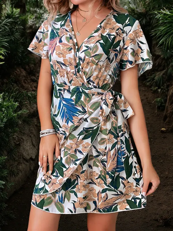 Printed Surplice Short Sleeve Dress sold by Charming Charlie