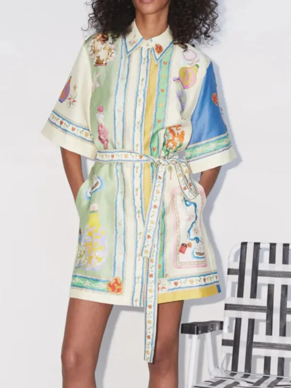 Printed Half Sleeve Shirt Dress sold by Charming Charlie