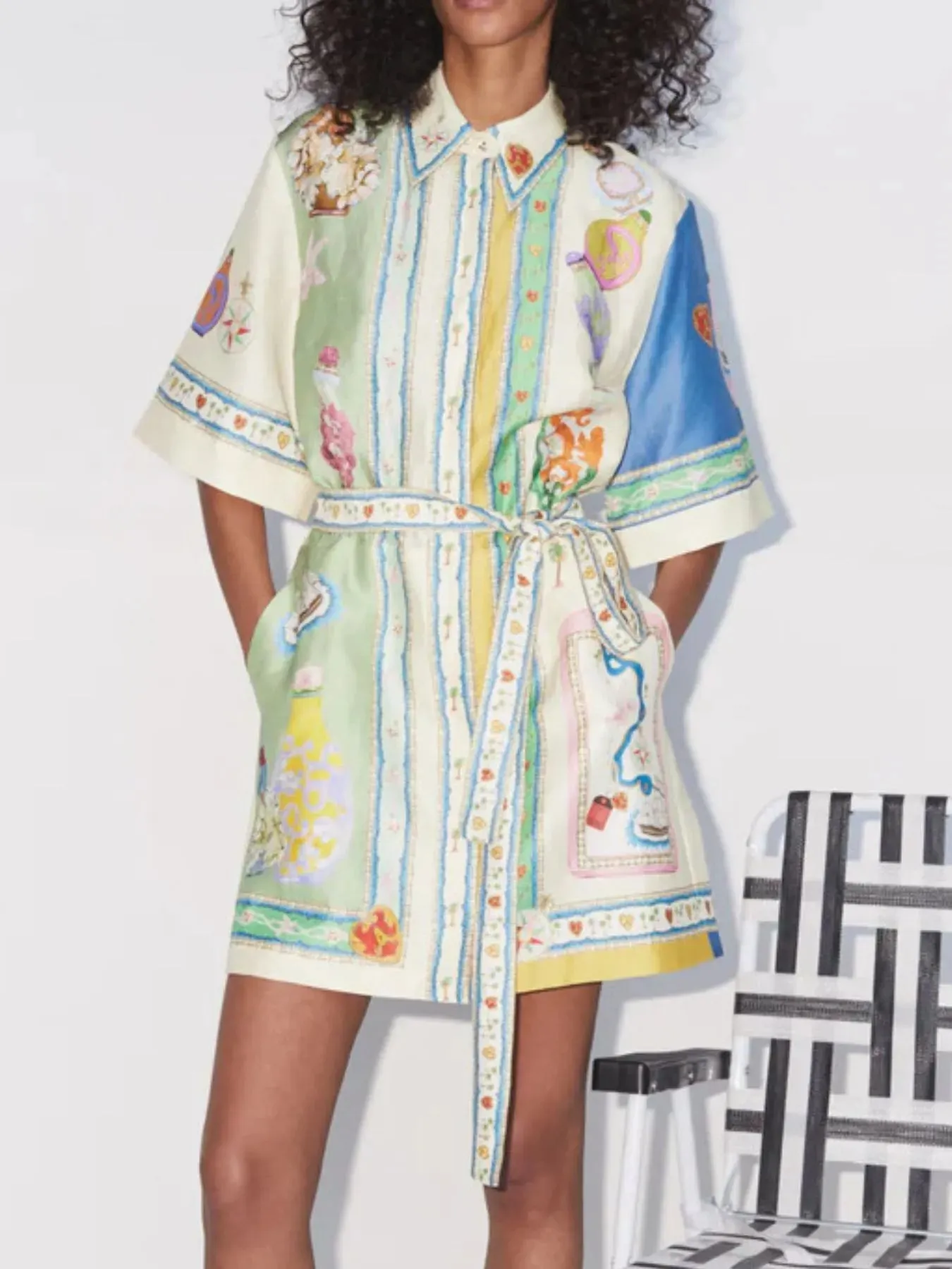 Printed Half Sleeve Shirt Dress sold by Charming Charlie