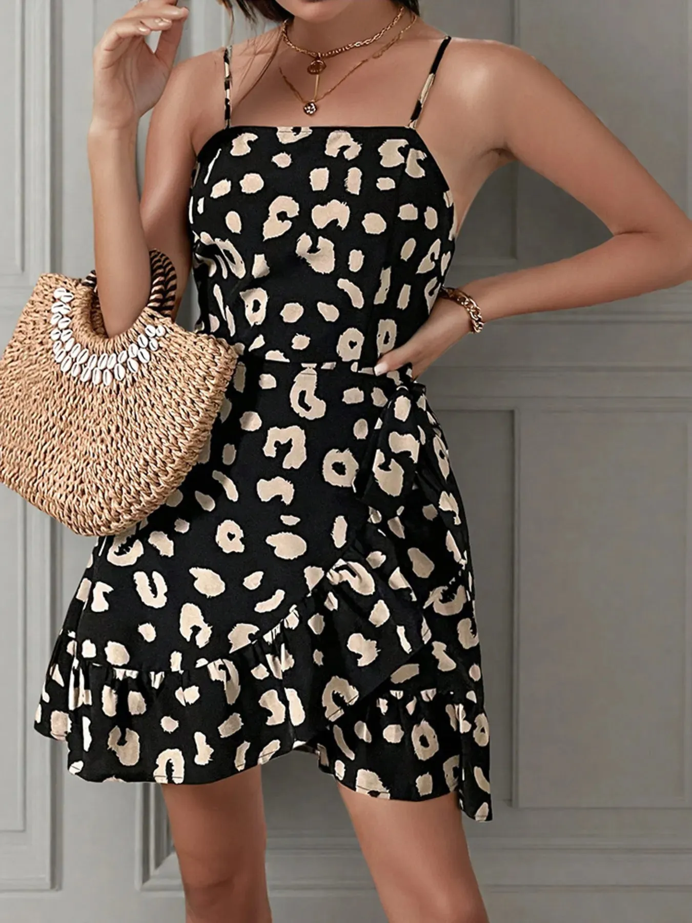 Leopard Print Square Neck Cami Dress sold by Charming Charlie product image thumbnail 4