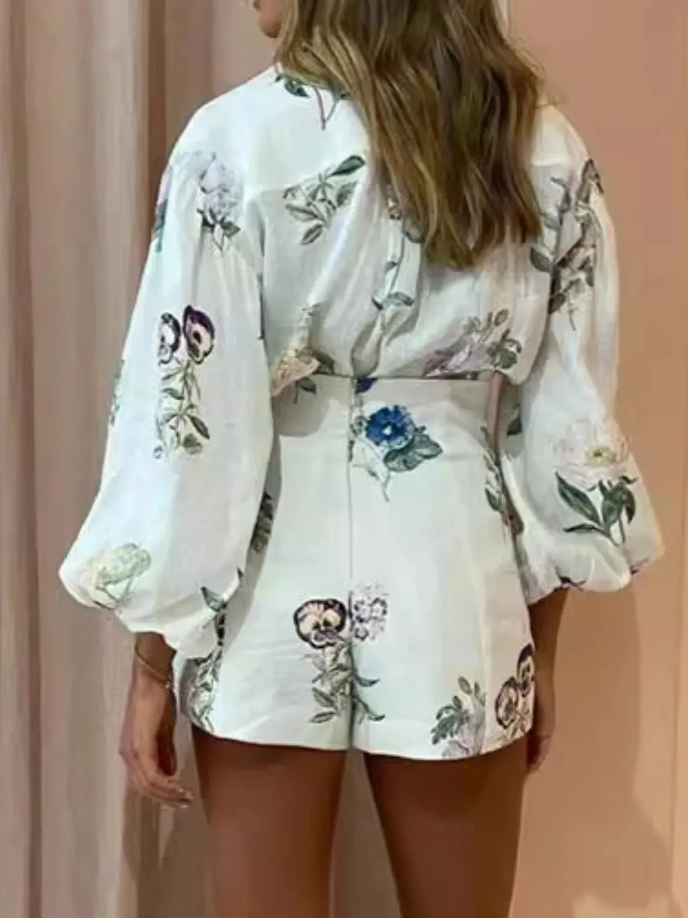 Printed Balloon Sleeve Top and Shorts Set sold by Charming Charlie product image thumbnail 3