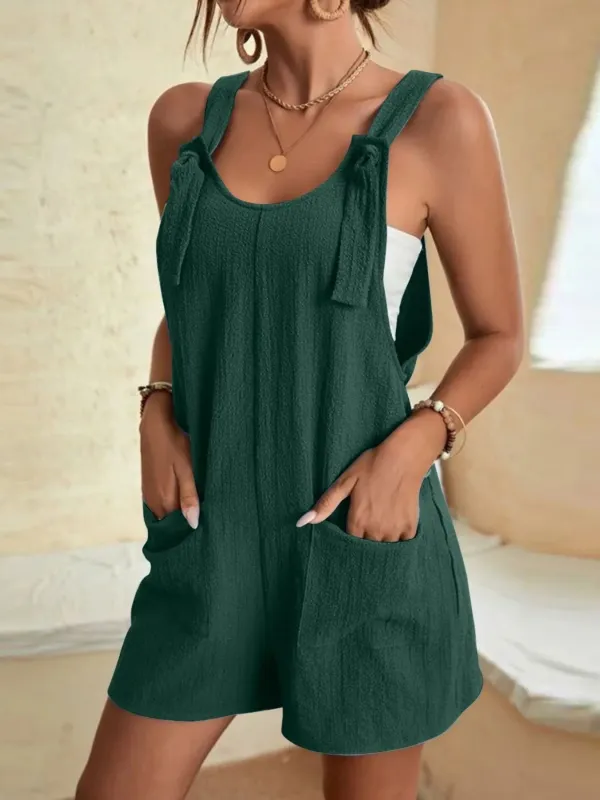 Full Size Knot Strap Romper with Pockets Plus Size sold by Charming Charlie