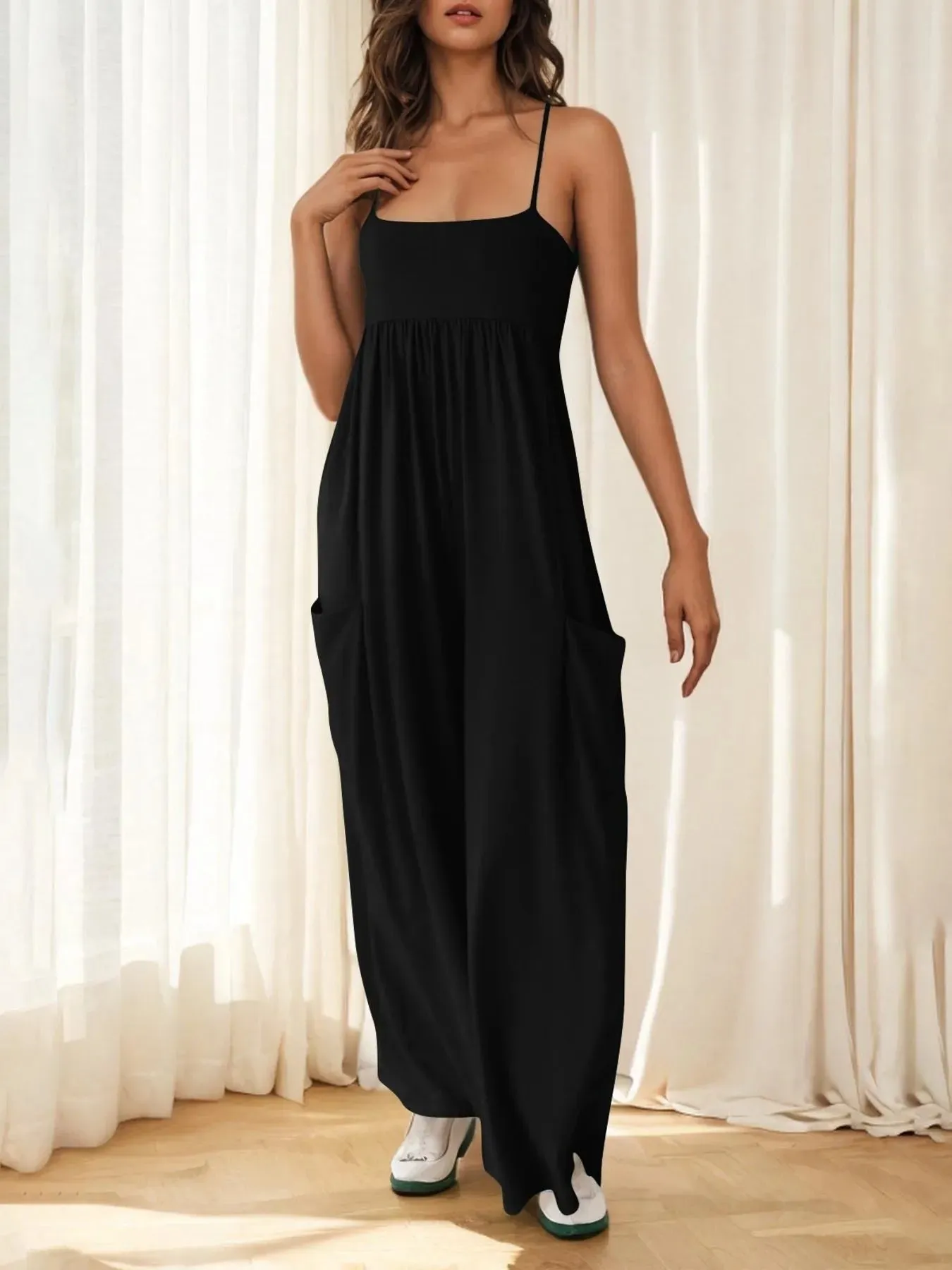 Spaghetti Strap Wide Leg Jumpsuit sold by Charming Charlie product image thumbnail 4
