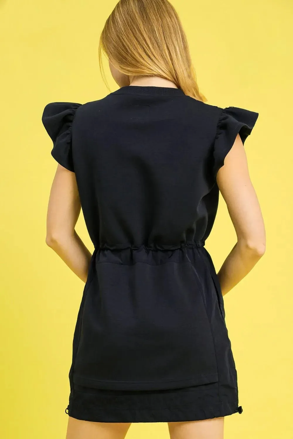 Umgee Luxe knit Ruffle Sleeve Drawstring Mini Dress sold by Charming Charlie product image thumbnail 3