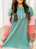 Color Block Ribbed Knit Henley Sweatshirt sold by Charming Charlie