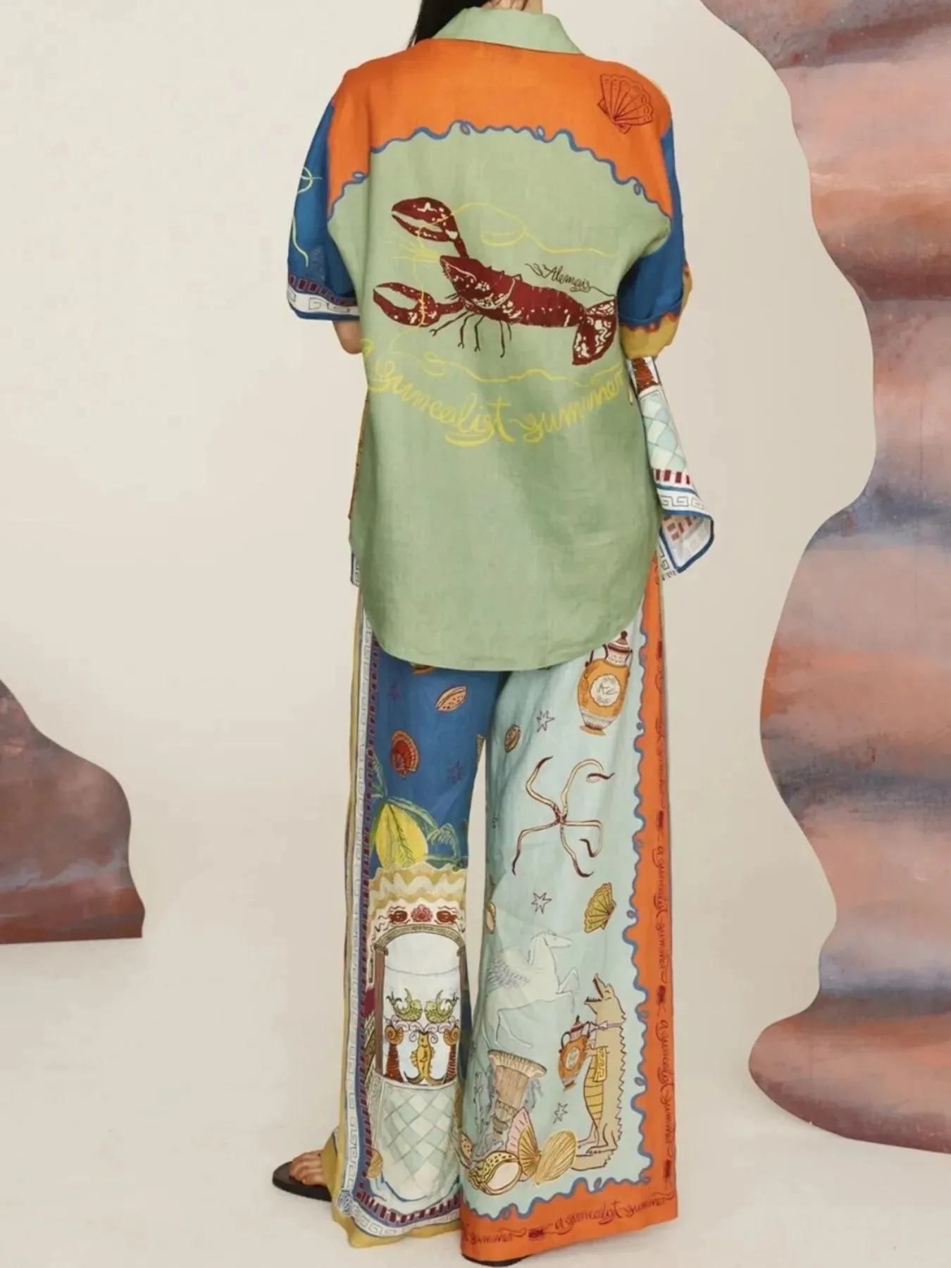 Printed Button Up Shirt and Pants Set sold by Charming Charlie product image thumbnail 3