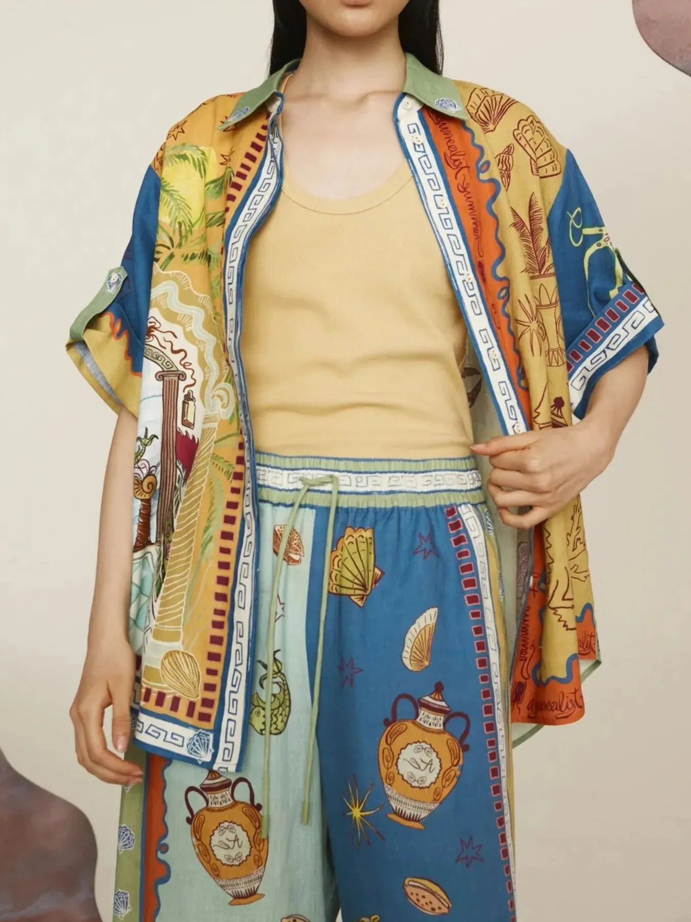 Printed Button Up Shirt and Pants Set sold by Charming Charlie product image thumbnail 4