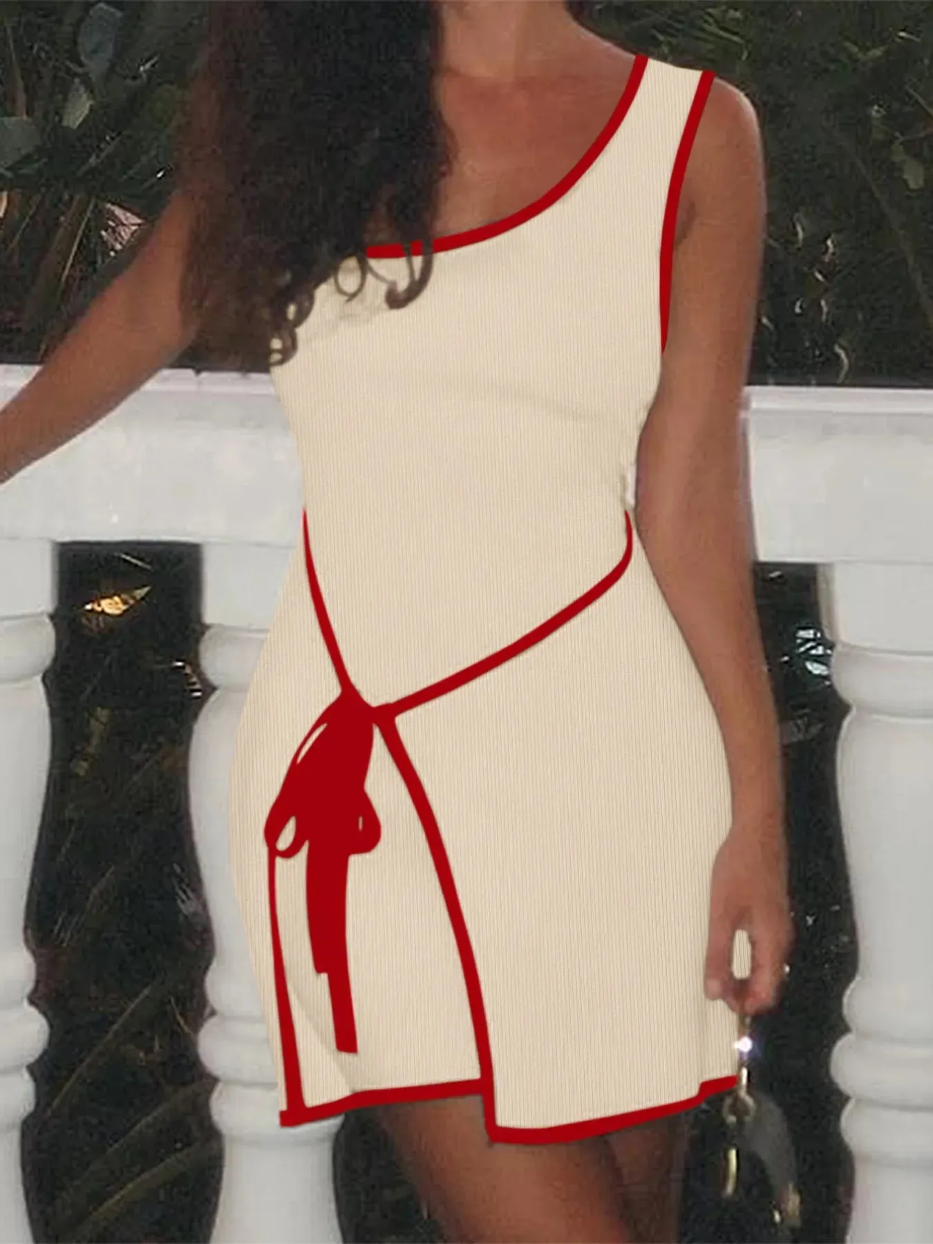 Contrast Trim Single Shoulder Mini Dress sold by Charming Charlie product image thumbnail 3