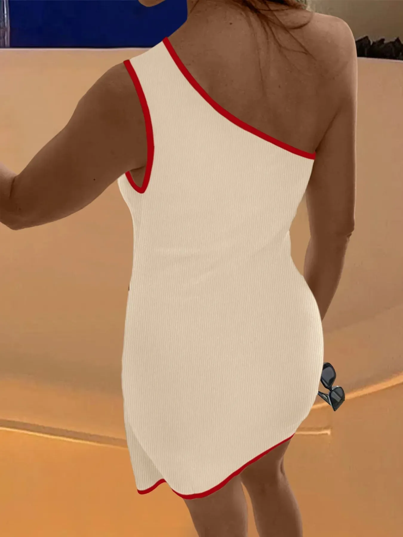 Contrast Trim Single Shoulder Mini Dress sold by Charming Charlie product image thumbnail 4