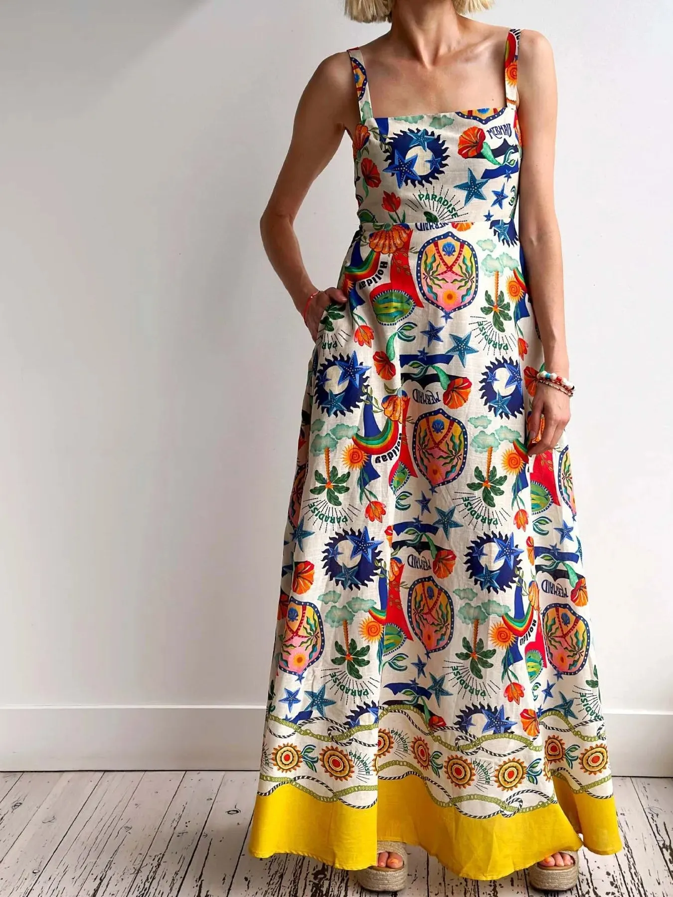Printed Square Neck Maxi Dress sold by Charming Charlie