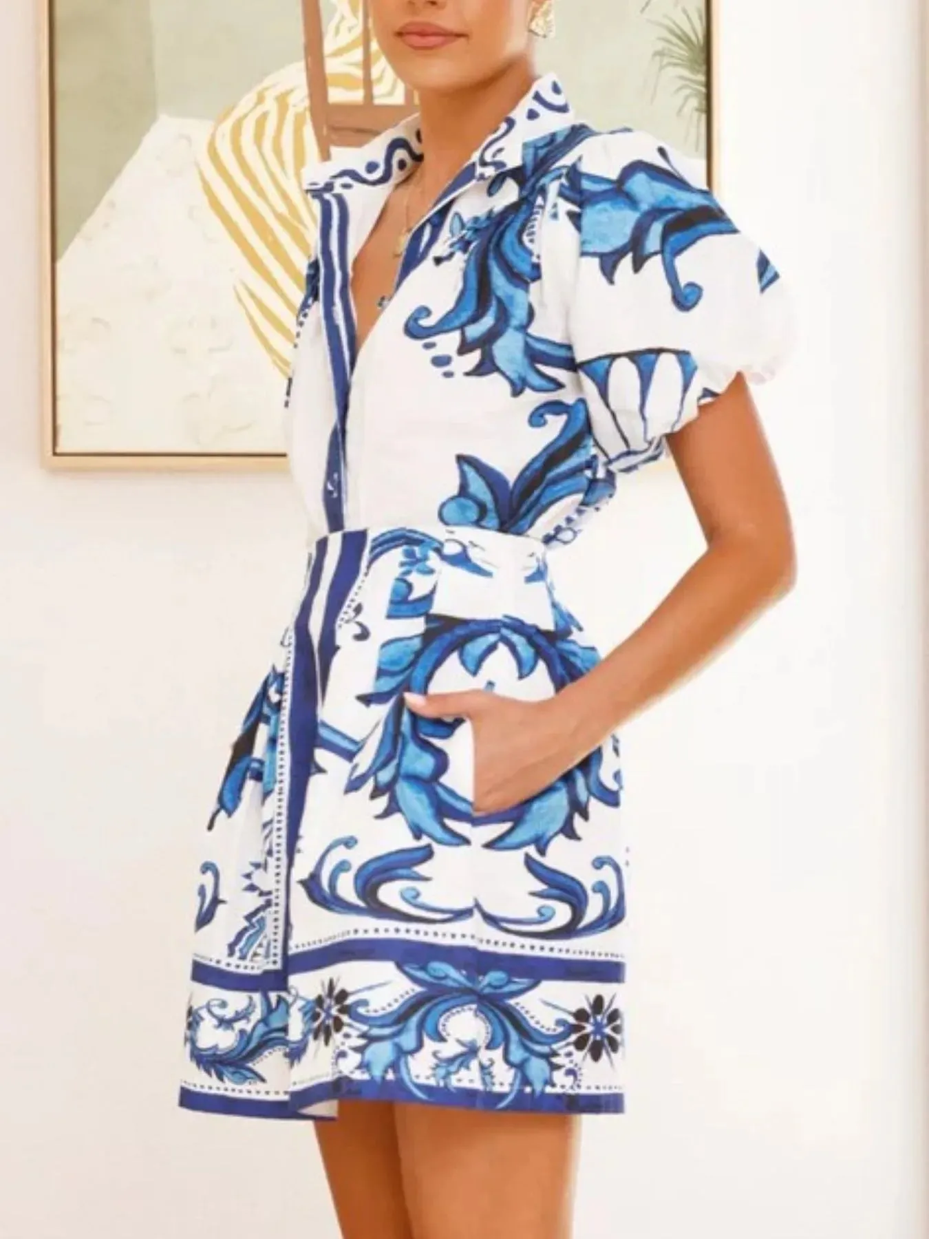 Printed Puff Sleeve Top and Skirt Set sold by Charming Charlie product image thumbnail 3