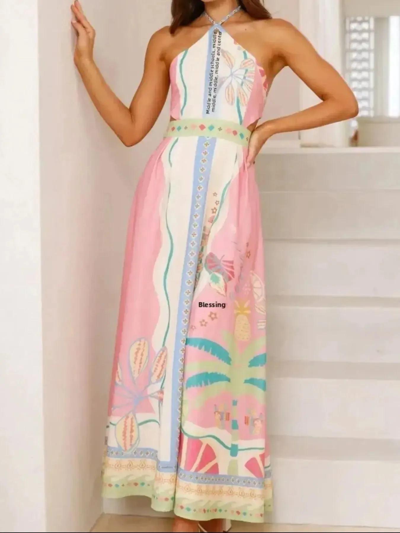 Halter Neck Printed Maxi Dress sold by Charming Charlie